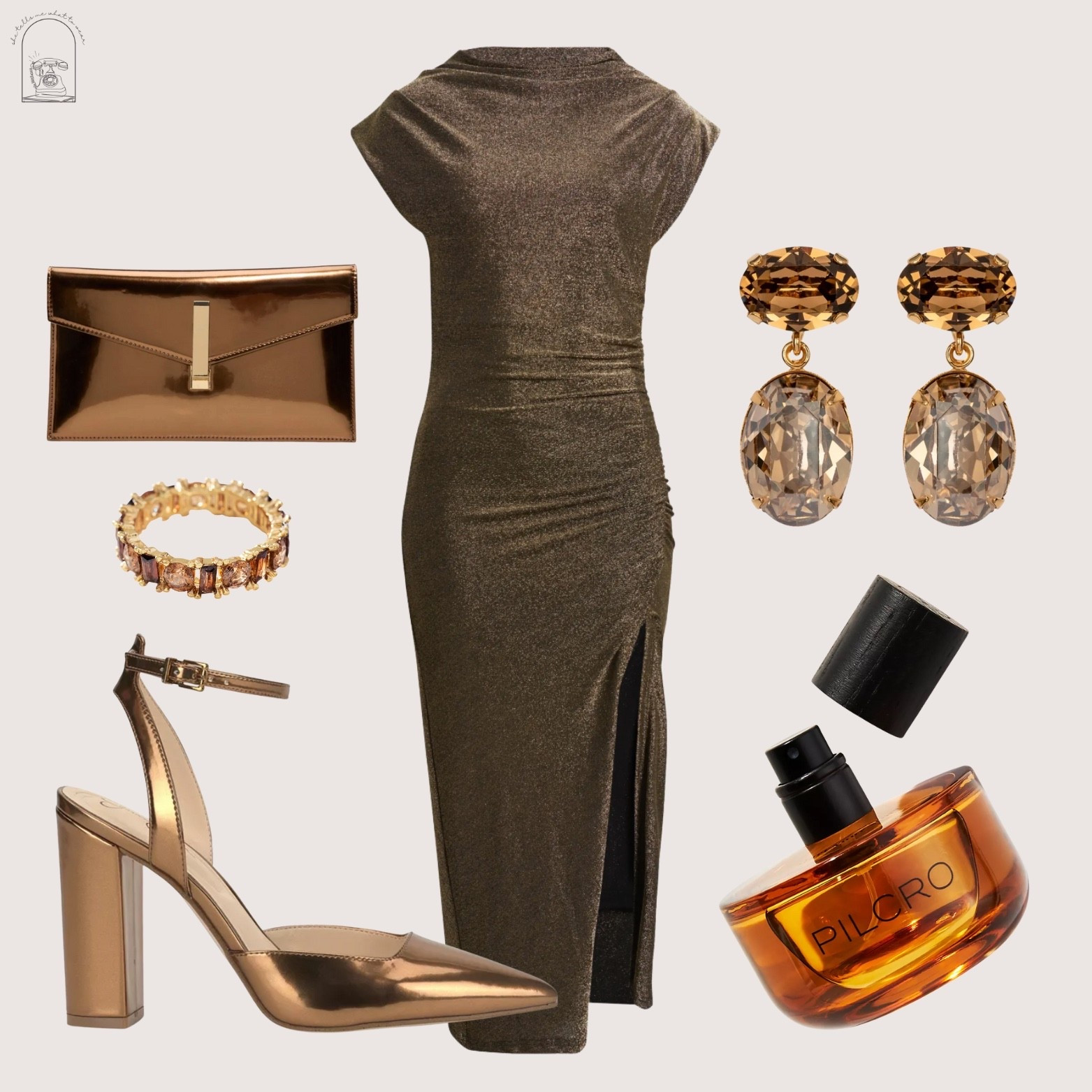 metallic nye night out vibes ✨ bronze heels, clutch, and jewelry perfectly match the shimmery dress, add a warm scent for the ultimate glow-up. 

#LTKgrwm #LTKGiftGuide #LTKHoliday