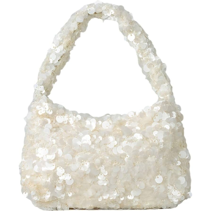 Sequins Evening Handbag with Chain Elegant Tote Bag Women Sparkly for Wedding Dinner Party Prom | Amazon (US)