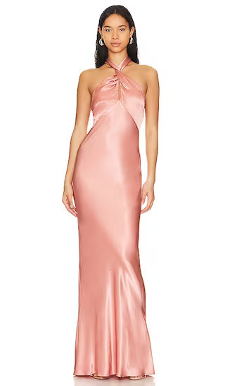 La Lune High Neck Twist Maxi Dress in Antique Rose Pink Maxi Dress Formal Gowns Long Pink Dress | Revolve Clothing (Global)