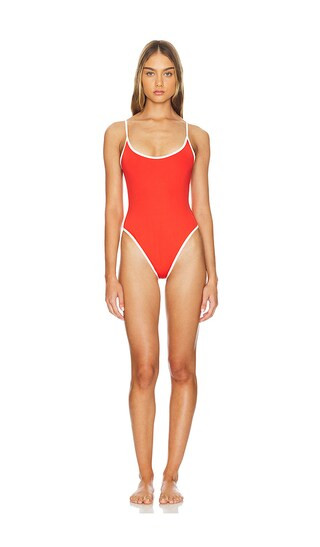 Scoop Cami One Piece in Fiery Red & Off White | Revolve Clothing (Global)