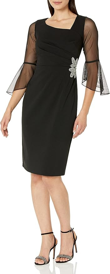 Alex Evenings Womens Short Shift Dress with Embellished Illusion Detail | Amazon (US)