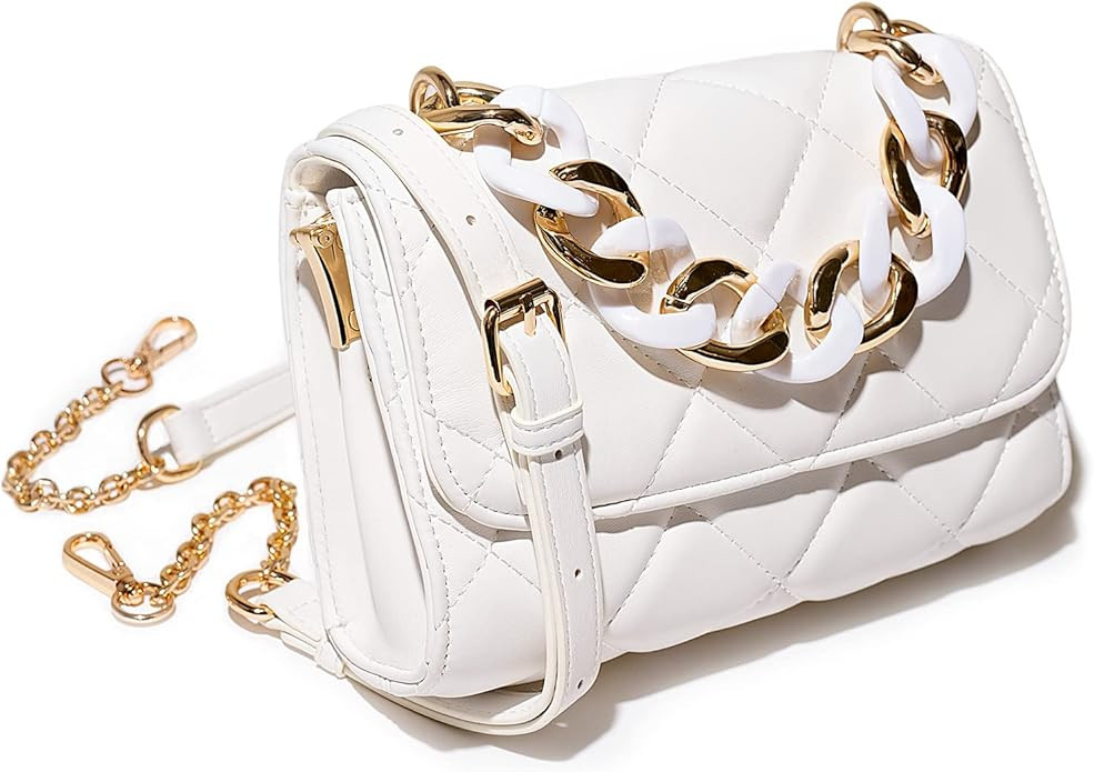 Before & Ever Small Purse - Quilted Black Crossbody Bag for Women - Gold Chain Clutch Purse Bag f... | Amazon (US)