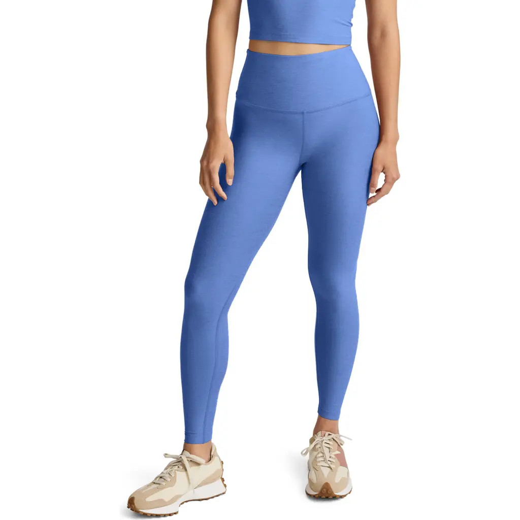Beyond Yoga Caught in the Midi High Waist Leggings in Wild Flower Blue Heather at Nordstrom, Size Large | Nordstrom