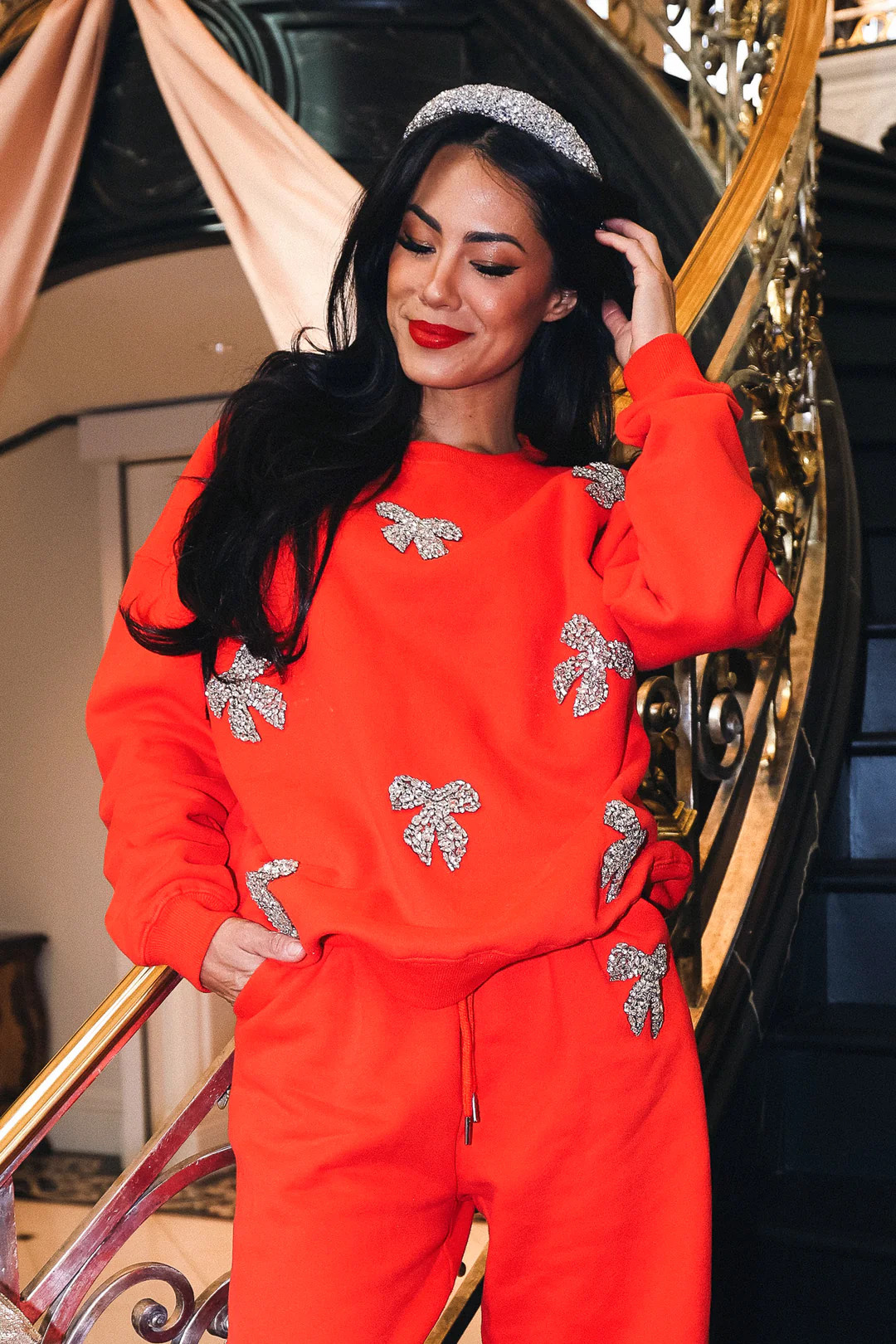 Ivy Jewel Bow Sweatshirt in Red | Ivy City Co