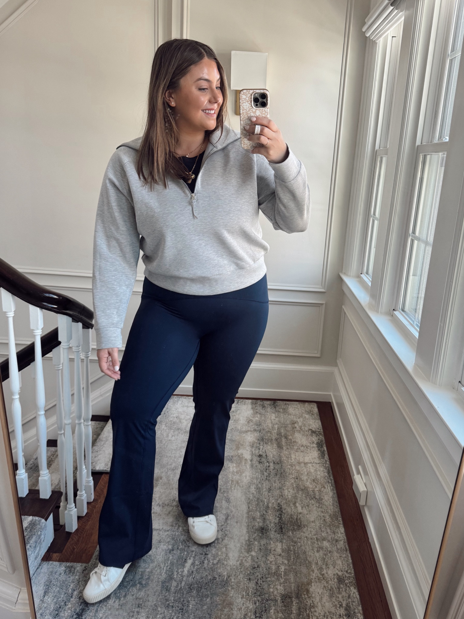 Easy winter outfit - perfect for lounging, running errands, and mommy & me classes on the weekend! Wearing size 1X in sweater & pants, use CARALYN20 at Spanx. 

#LTKStyleTip #LTKActive #LTKMidsize