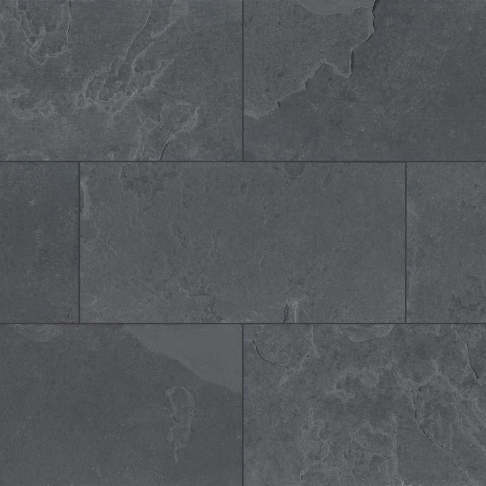 MSI Montauk Black 12 in. x 24 in. Gauged Slate Floor and Wall Tile (10 sq. ft. / Case)-SHDMONBLK1... | The Home Depot