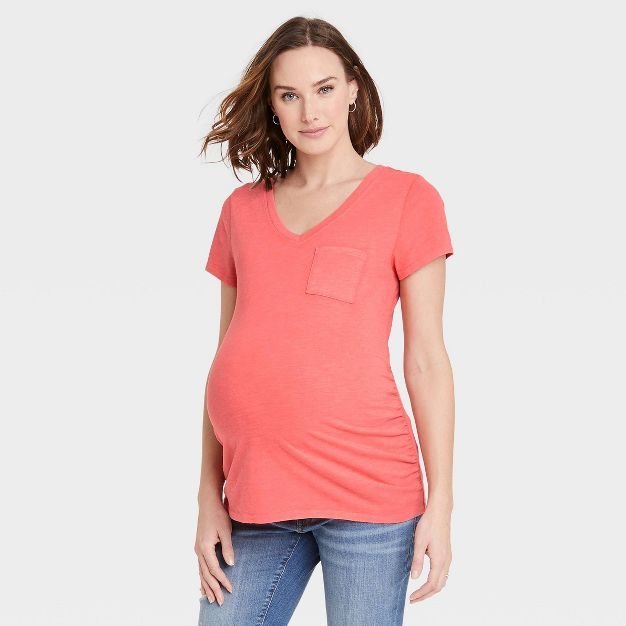 Short Sleeve V-Neck Slub Pocket Maternity T-Shirt - Isabel Maternity by Ingrid & Isabel™ | Target