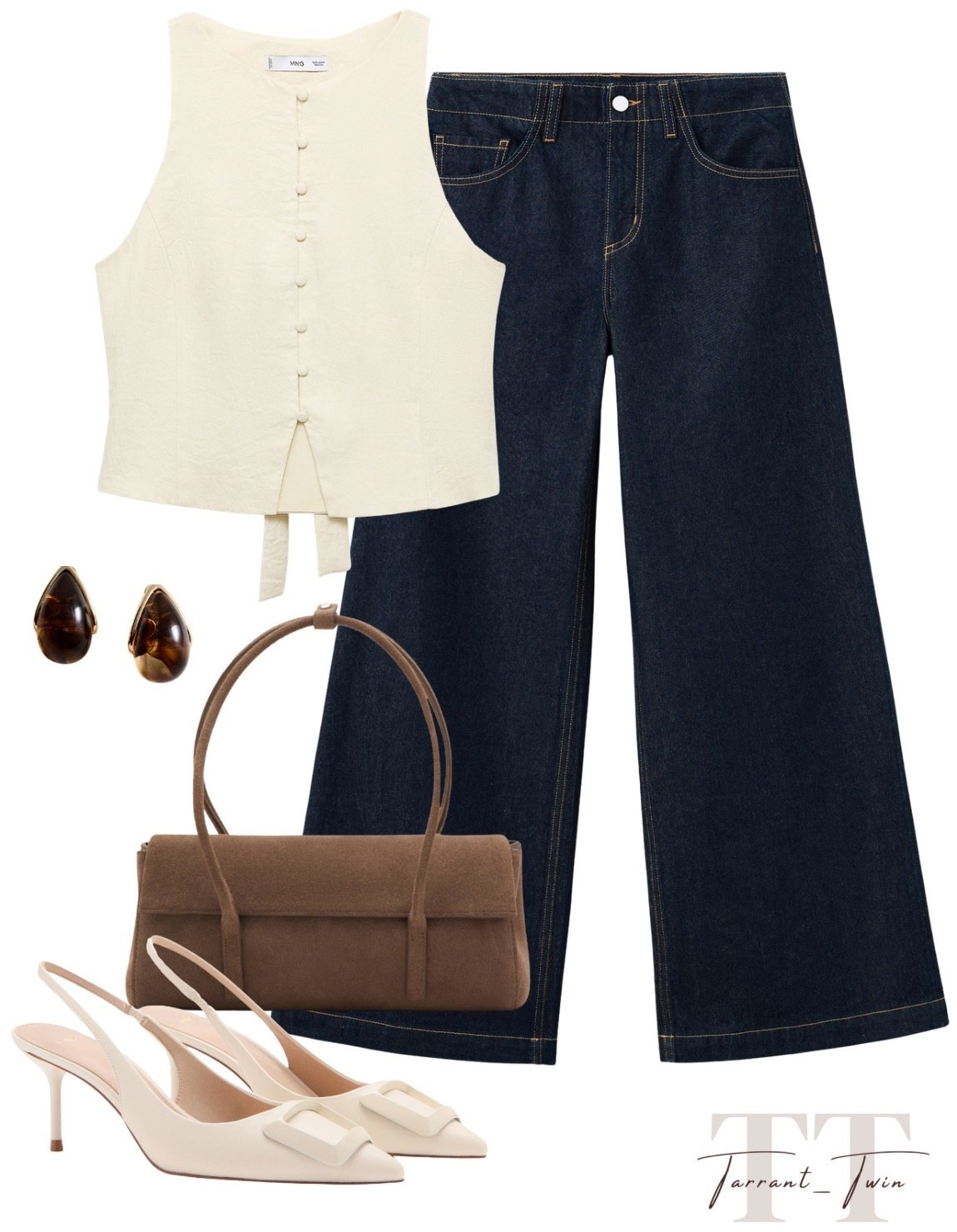 Chic Denim & Neutrals! ☕️

Elevate your everyday uniform with this perfectly balanced, sophisticated look—featuring mostly budget-friendly finds under $100! ✨

I am obsessed with the statement piece: a pair of classic, wide-leg dark wash denim jeans that create a sleek silhouette. I love balancing the deep indigo with a crisp ivory button-down vest and matching pointed-toe slingback heels. Finish the look with a structured chocolate suede shoulder bag and bold tortoiseshell drop earrings for a touch of polished, modern glam!

#OOTD
#DarkWashDenim
#WideLegJeans
#QuietLuxury
#SpringFashion
#MinimalistStyle
#Slingbacks
#EverydayChic
#NeutralAesthetic
#WorkwearInspo
#LTKUnder100
#ChicStyle
#DateNightOutfit
#ClassicLook
#StylingInspo

#LTKootd #LTKspringtrends #LTKspring