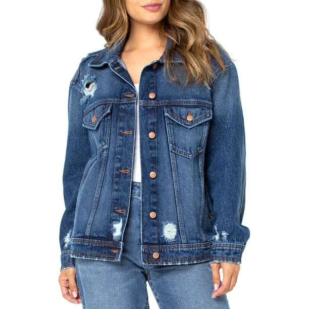 Celebrity Pink Junior's Destructed Boyfriend Jacket - Walmart.com | Walmart (US)