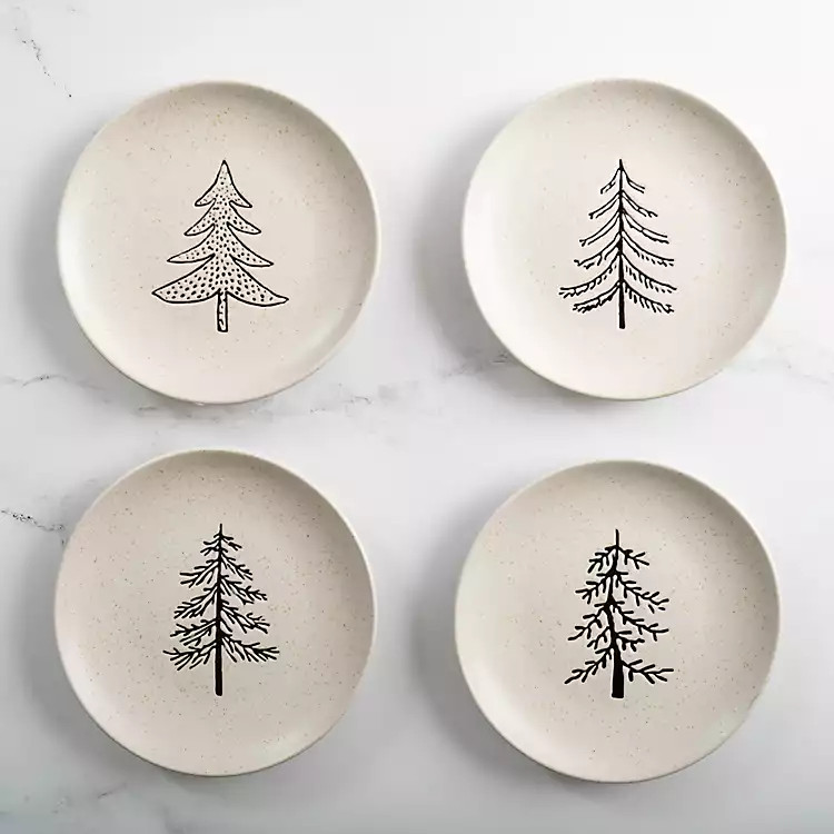 New! Little Christmas Trees Appetizer Plates, Set of 4 | Kirkland's Home