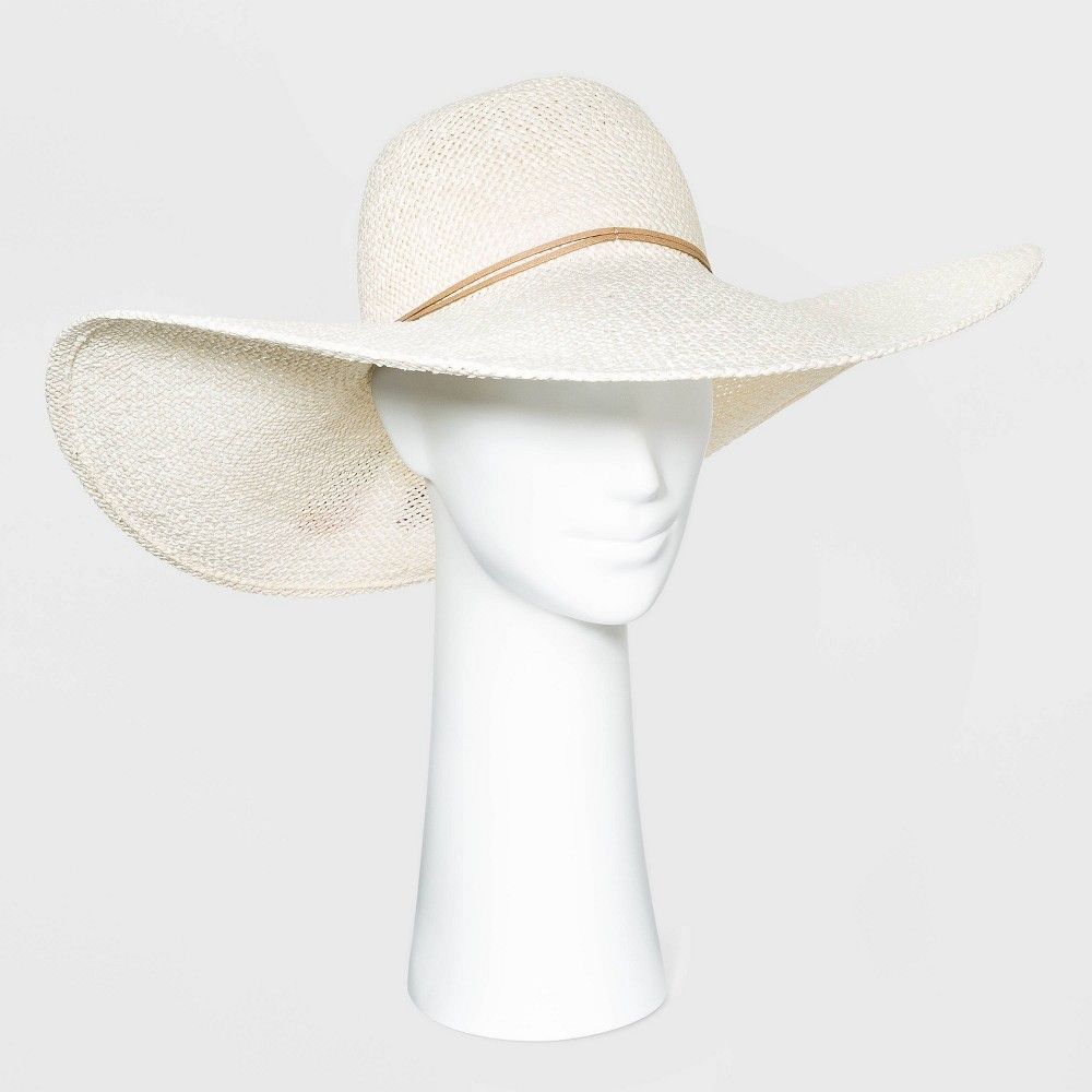 Women's Wide Brim Open Weave Straw Floppy Hat - A New Day Natural | Target