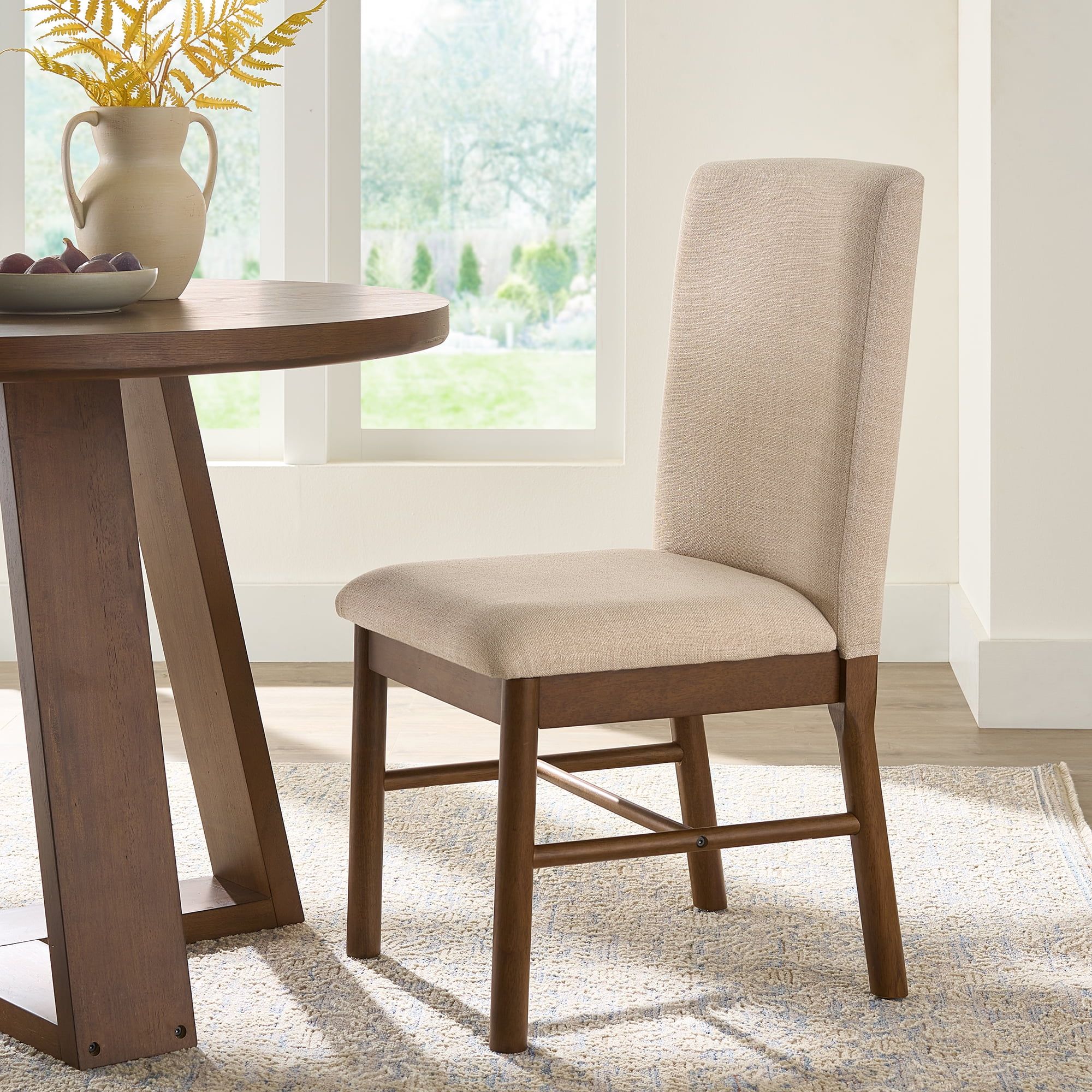 Better Homes & Gardens Reading Tall Dining Chair 2 Pack, Walnut and Cream - Walmart.com | Walmart (US)