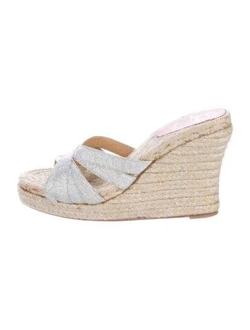 Christian Louboutin Metallic Espadrille Wedge Sandals | The Real Real, Inc.