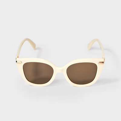 Women's Cateye with Metal Décor Sunglasses - A New Day™ White | Target