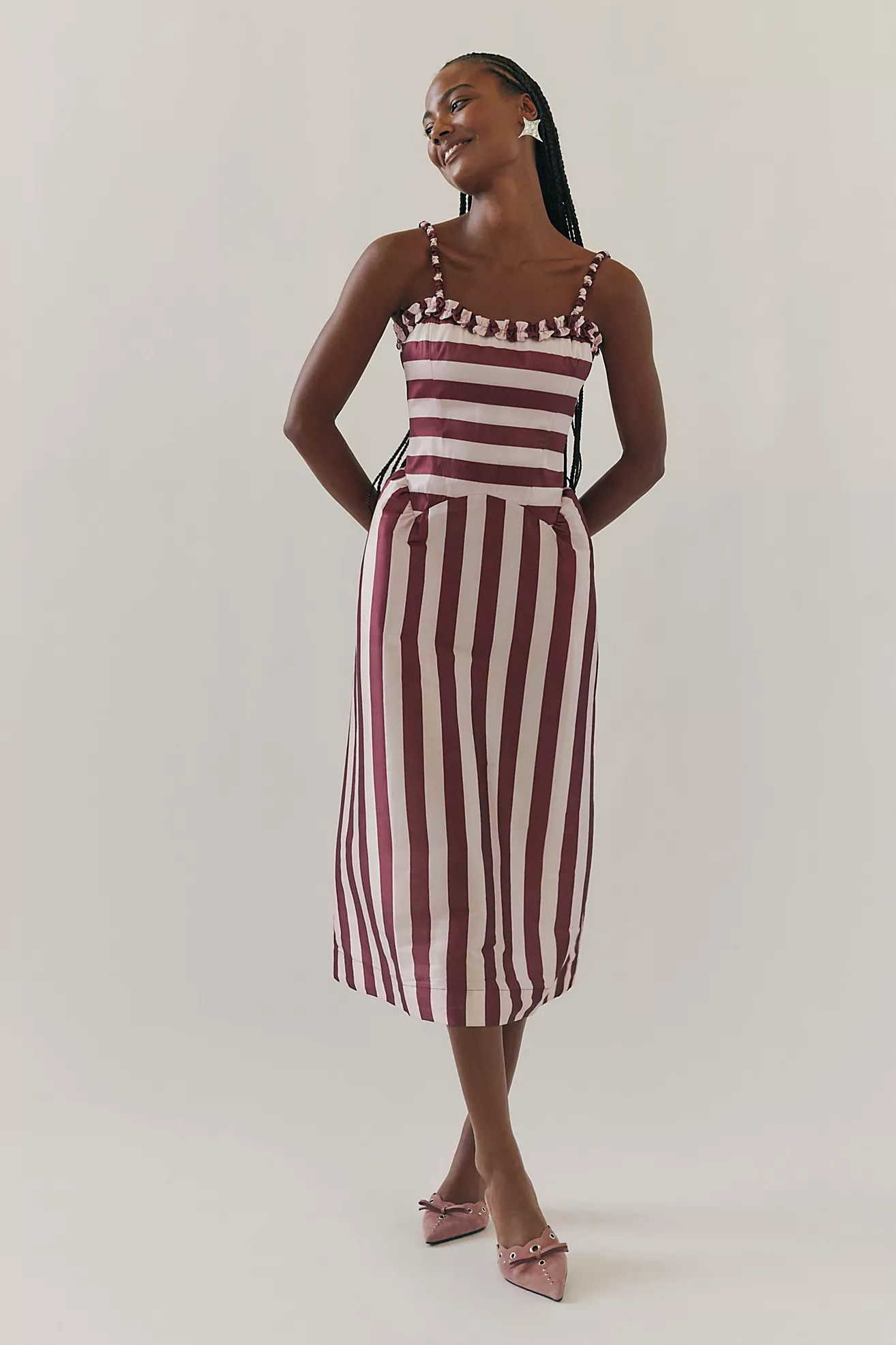 Damson Madder Rachel Ruffle Midi Dress | Free People (Global - UK&FR Excluded)