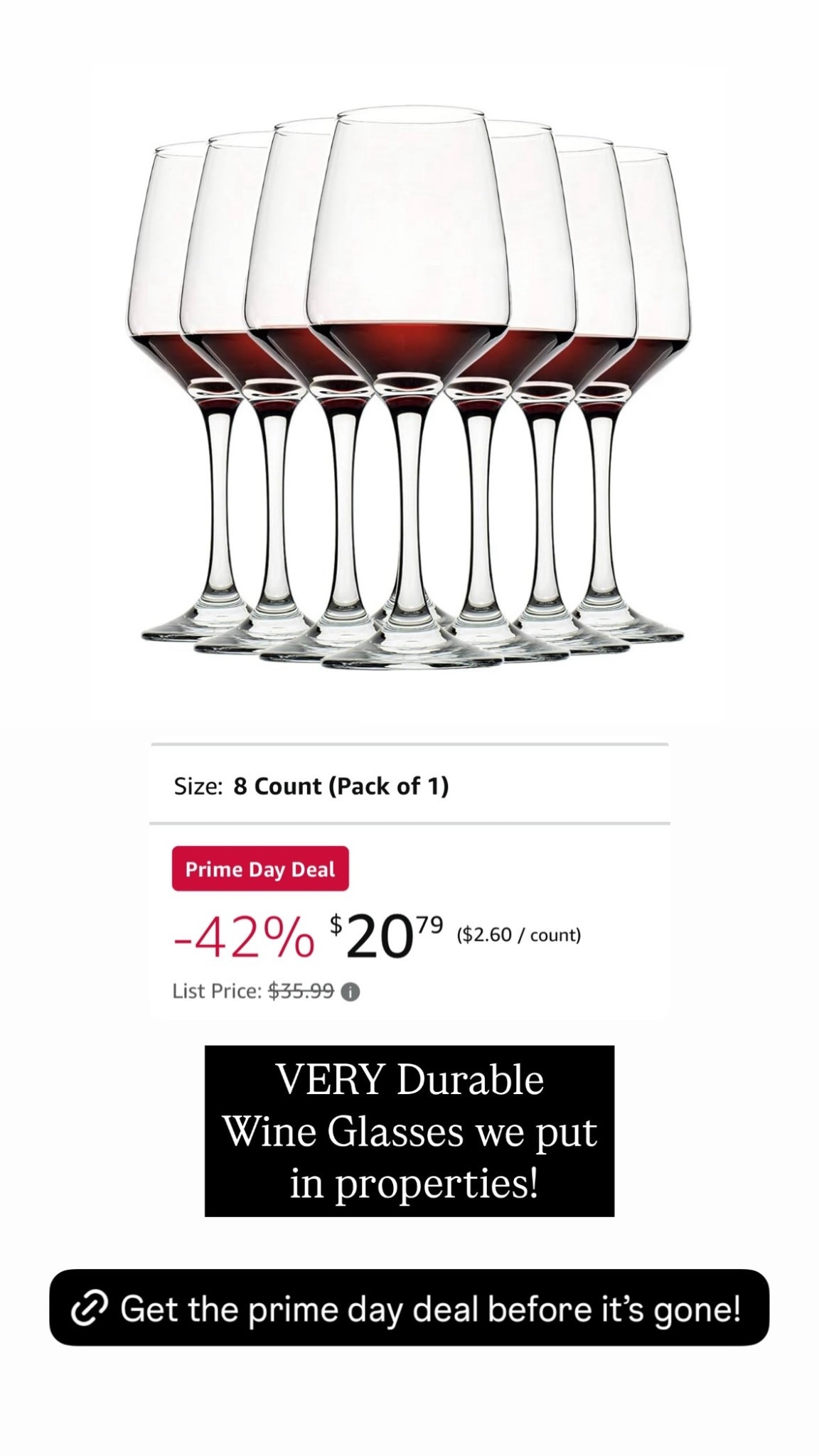 VERY Durable 
Wine Glasses we put
 in properties!