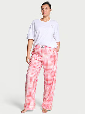 Buy Flannel Long-Sleeve Short Tee-Jama Set, Coconut White/Black Gold Lurex Stripe Yd - Order Paja... | Victoria's Secret (US / CA )