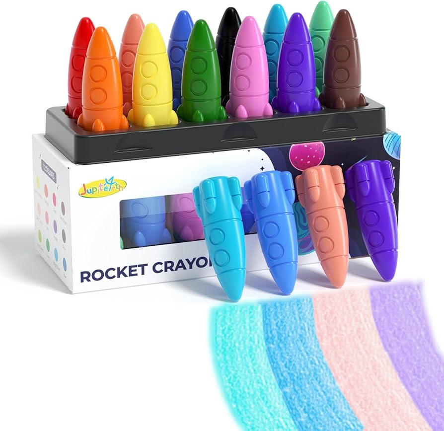12 Colors Crayons for Toddlers, Non-Toxic Washable Rocket Crayons, Easy-to-Hold Coloring Gifts & ... | Amazon (US)