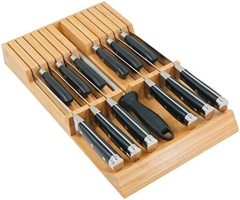 Utoplike in-Drawer Knife Block Bamboo Kitchen Knife Drawer Organizer,Large Handle Steak Knife Hol... | Amazon (US)