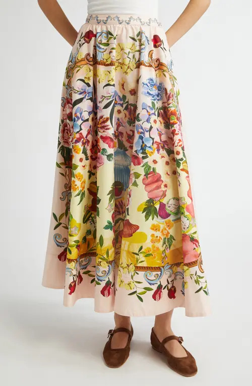 FARM Rio Garden Terrace Cotton Maxi Skirt in Pink at Nordstrom, Size Small | Nordstrom