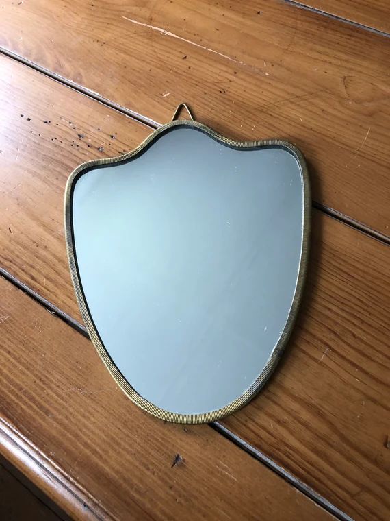 Vintage Brass Framed Shield Mirror | Brass Wall Mirror | Etsy (US)