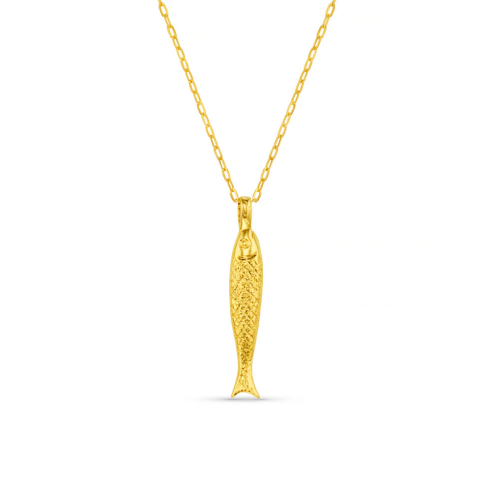 Textured Fish Charm Necklace - Gold - Orelia | Orelia