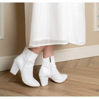 Lira - Ankle White Boots, Women Boots, Wedding Shoes, Wedding Boots, White Heel Heels, White Wedding | Etsy (US)