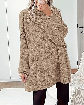 BTFBM Long Pullover Sweaters Mock Neck Knitted | Amazon (US)