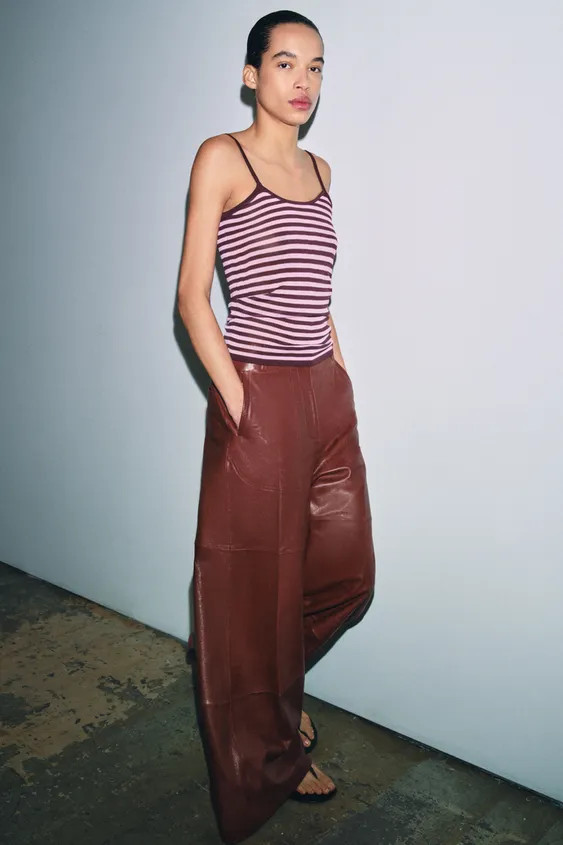 STRIPED KNIT STRAP TOP | Zara US