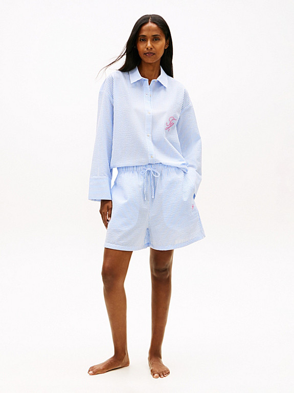 Seersucker Cover-Up Shorts | White | Tommy Hilfiger | Tommy Hilfiger UK