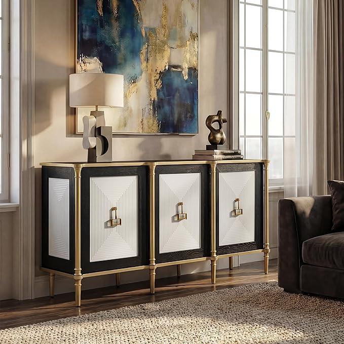 Morden Fort Modern Sideboard Buffet Cabinet with Storage, Black Credenza Storage Cabinet for Livi... | Amazon (US)