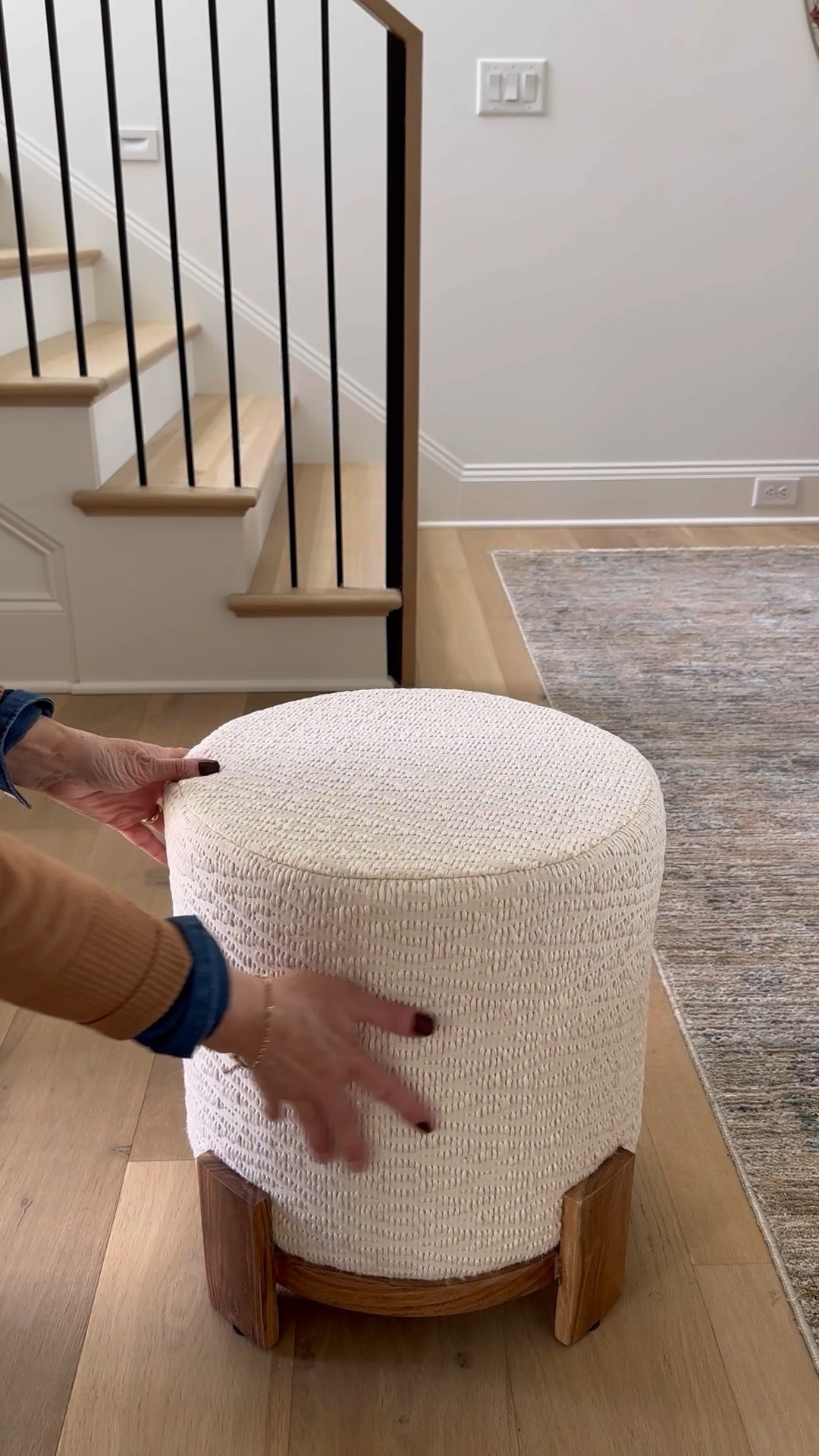 this ottoman that looks great anywhere! I love the textured fabric mixed with the natural wood legs. Modern and versatile, it’s a must have! 

#LTKStyleTip #LTKFindsUnder100 #LTKHome