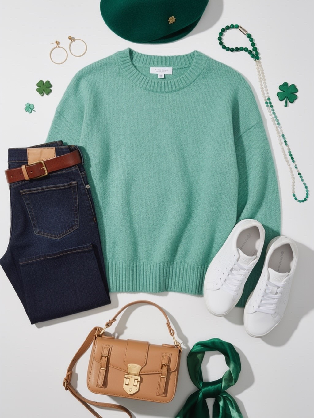 Love this look 😍🍀 It’s giving effortless + festive without looking like a costume!

St. Patrick’s Day Outfit Idea ✨
Keeping it classic with: 💚 Mint green sweater 👖 Dark wash jeans + brown belt 👟 White sneakers 👜 Tan crossbody bag 🎀 Emerald satin scarf 🍀 Green beret + simple gold hoops

Perfect for school drop-off, coffee runs, casual work days, or St. Patrick’s Day festivities without going full head-to-toe neon green 🙌

🛍️ Shop the look in my bio  
Save this for your St. Paddy’s Day outfit inspo 💚🍀
#StPatricksDayOutfit #StPatricksDayStyle #GreenOutfit #AmazonFashionFinds #AmazonStyle CasualChic EverydayStyle MomStyle SpringOutfitIdeas AffordableFashion OutfitInspo StPaddysDay FestiveFashion