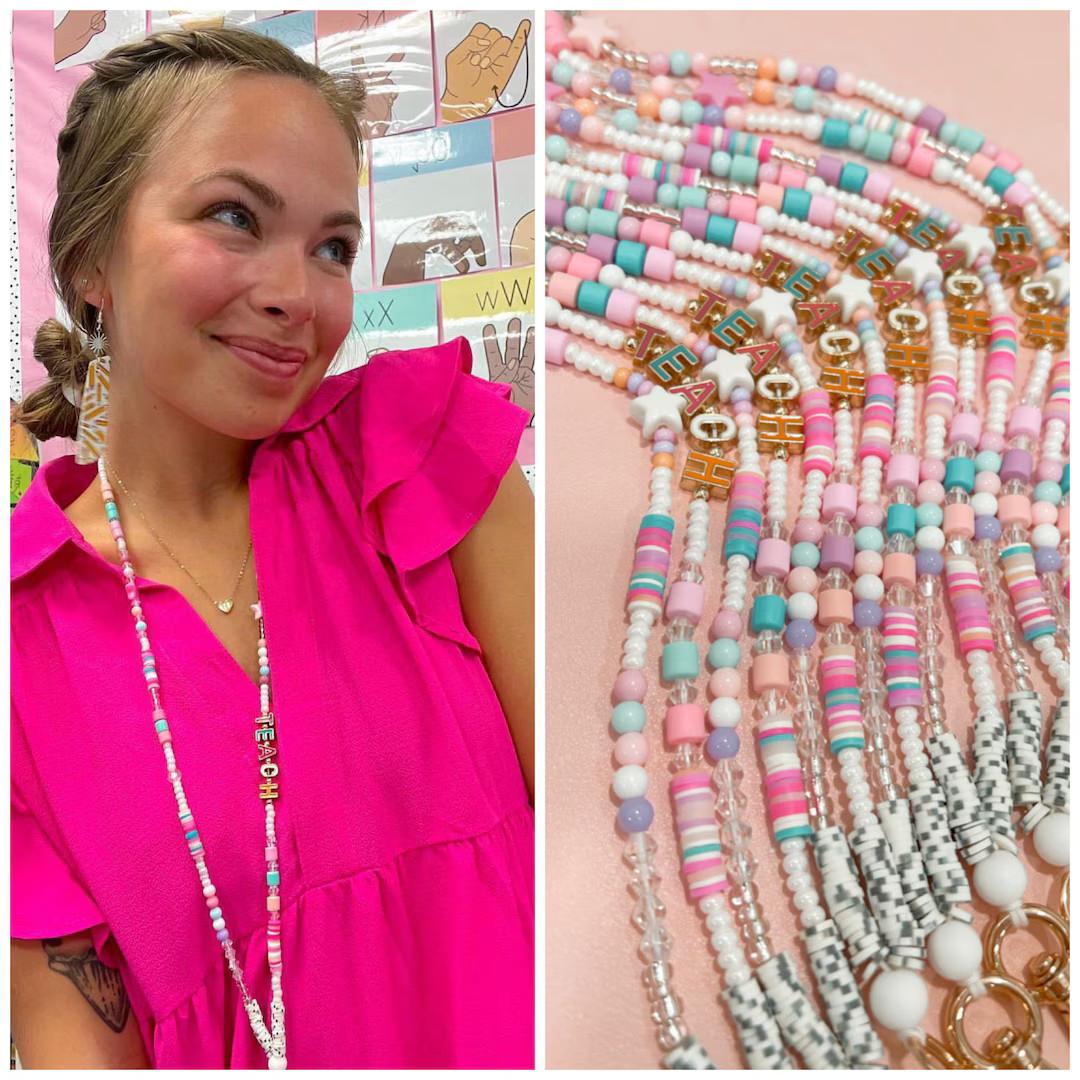 Colorful TEACH Teacher Lanyard, Bright Teacher Lanyard, TEACH Lanyard, Teacher Badge Holder, Teac... | Etsy (US)