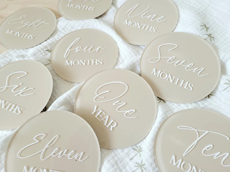 Baby Milestone Discs, Personalized Baby Name Plaque, Baby Name Announcement Acrylic Sign, Birth A... | Etsy (US)