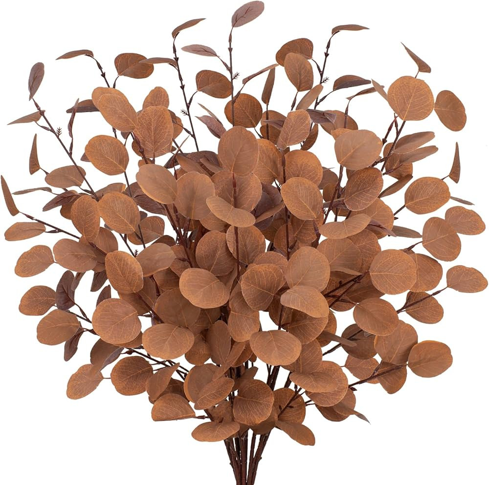 Artificial Eucalyptus Leaves Stems 8 Pcs Fake Autumn Decorations Silk Plant Eucalyptus Branches f... | Amazon (US)
