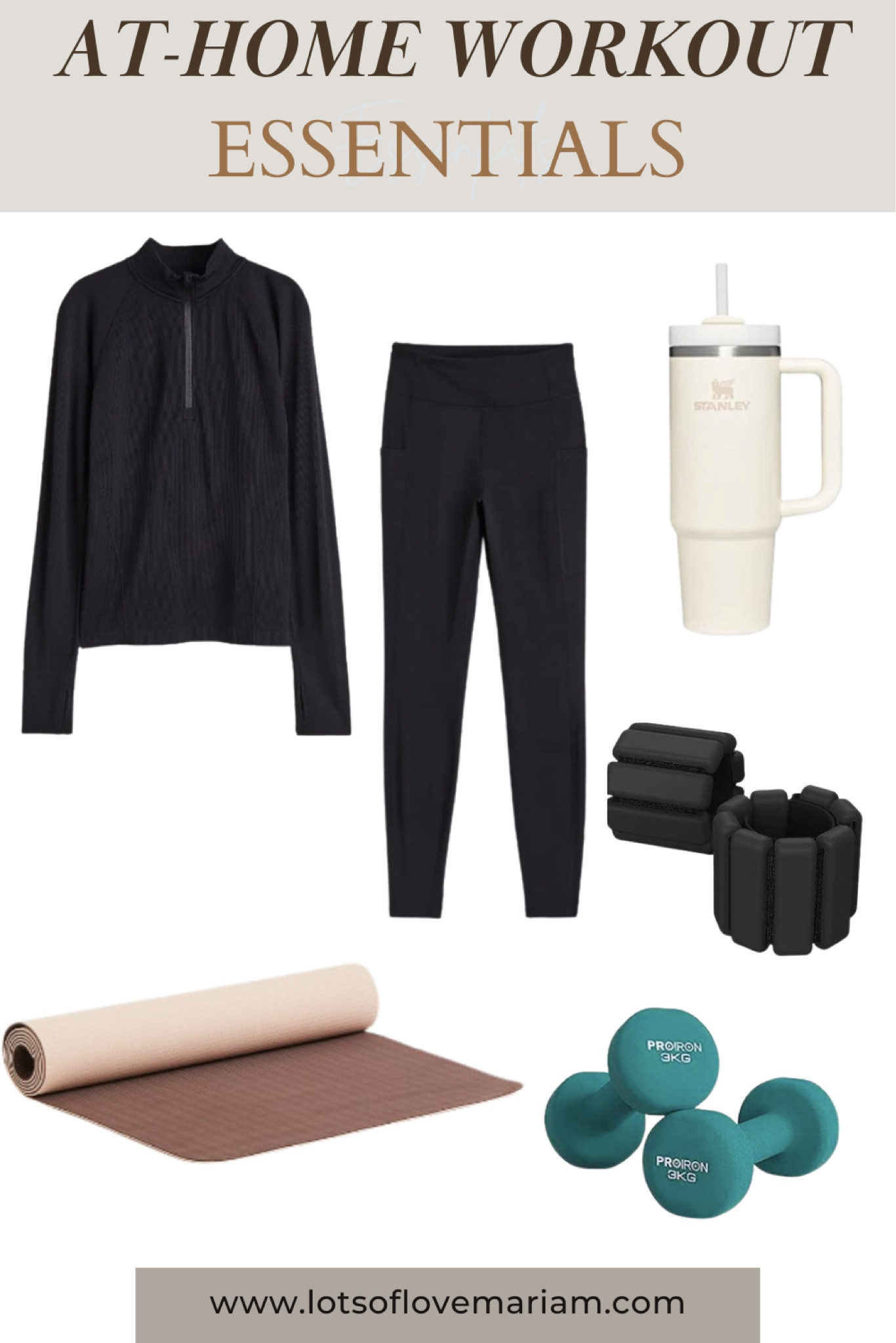 Some of my at home workout essentials 💗 long sleeve sports top, black sports leggings with pocket, yoga mat, ankle weights, Bala dupes, dumbbells, cute water bottle, Stanley tumbler 

#LTKFitness #LTKeurope #LTKSeasonal