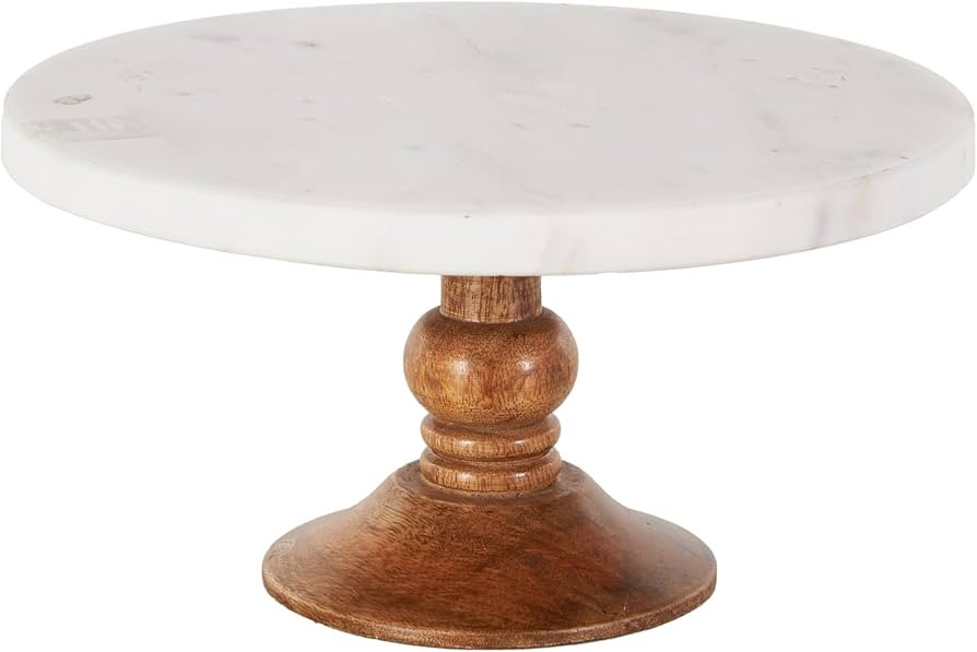 Deco 79 Mango Wood Cake Stand with Wood Base, 10" x 10" x 5", White | Amazon (US)