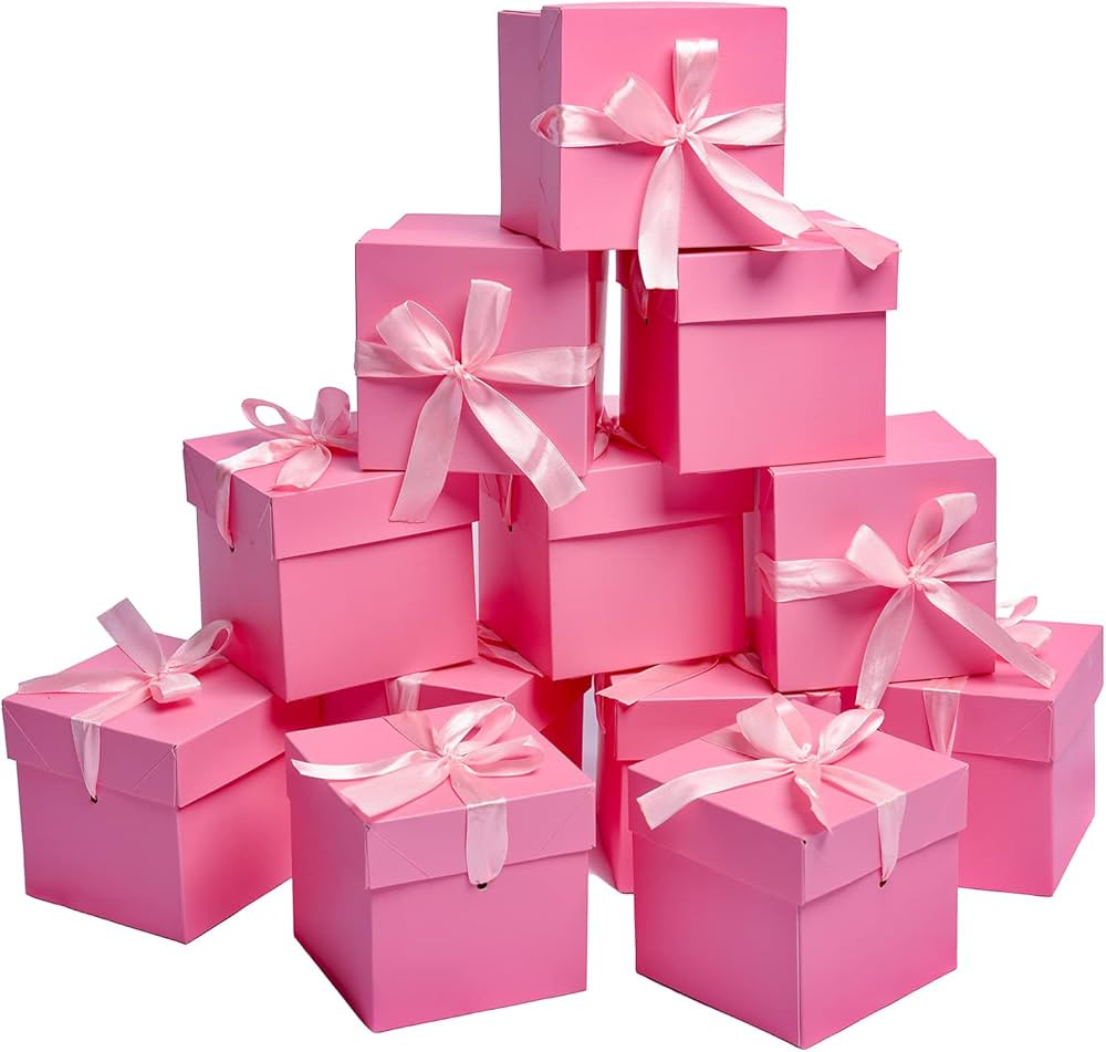 GP SUP 12 Pcs Squared Boxes with Lids,Pink Gift Boxes for Birthdays Christmas (Pink, 4”×4”×... | Amazon (US)