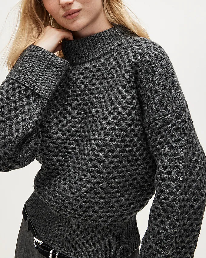 Honeycomb mockneck sweater in wool blend | J. Crew US