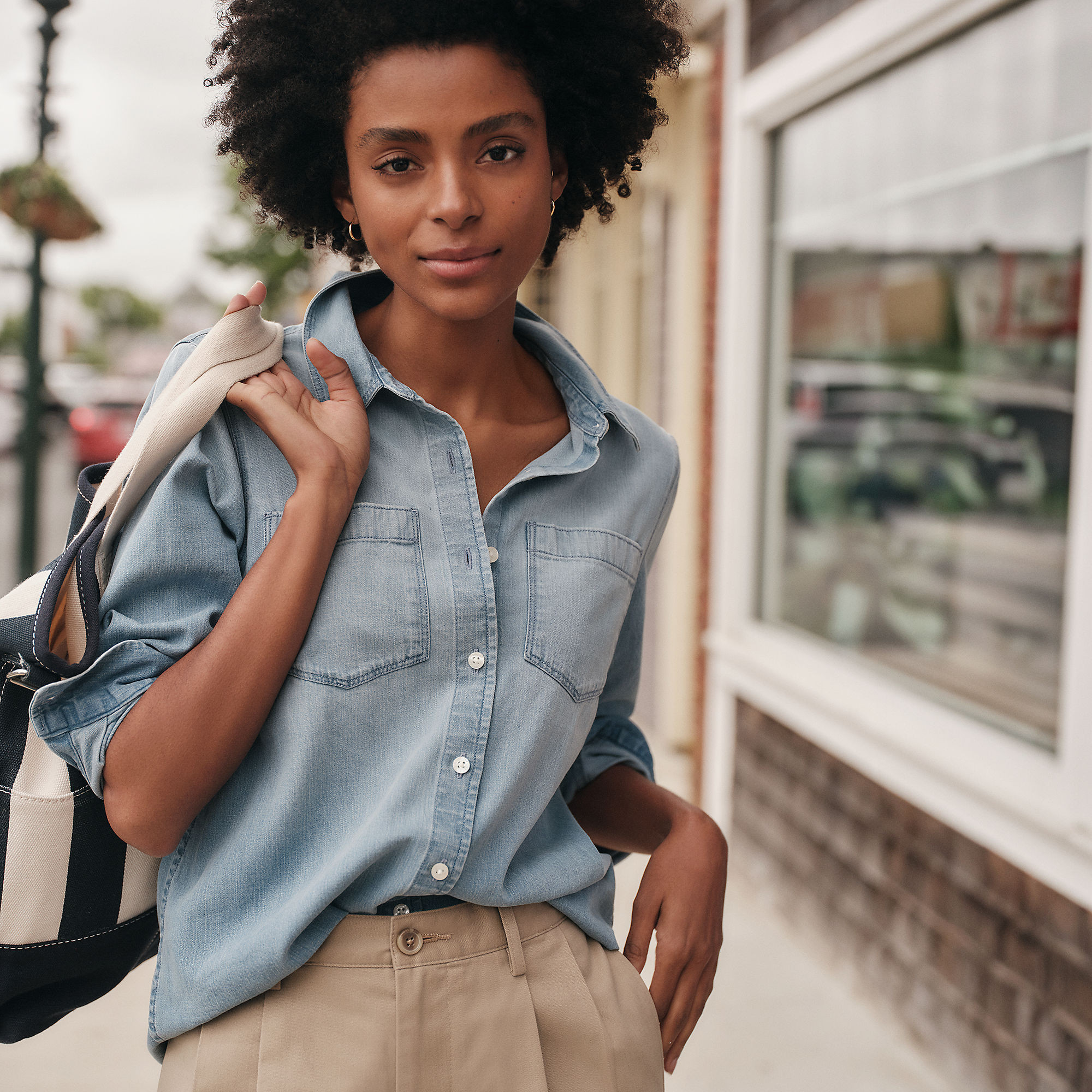Women's Denim Button Front Shirt | Lands' End (US)