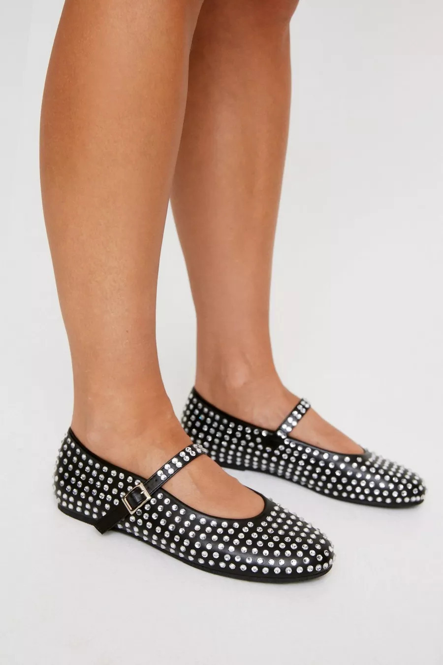 Faux Leather Studded Ballerina Flat | Nasty Gal US