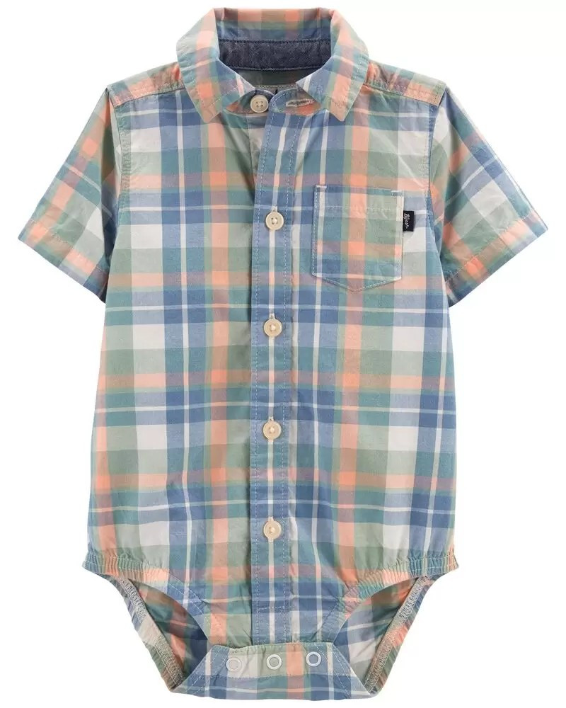 Plaid Button-Front Bodysuit | Carter's