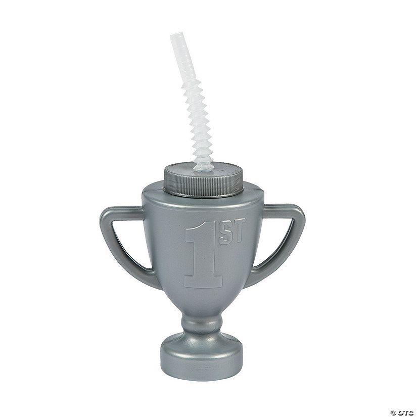 14 oz. Trophy Reusable BPA-Free Plastic Cups with Lids & Straws - 12 Ct. | Oriental Trading Company