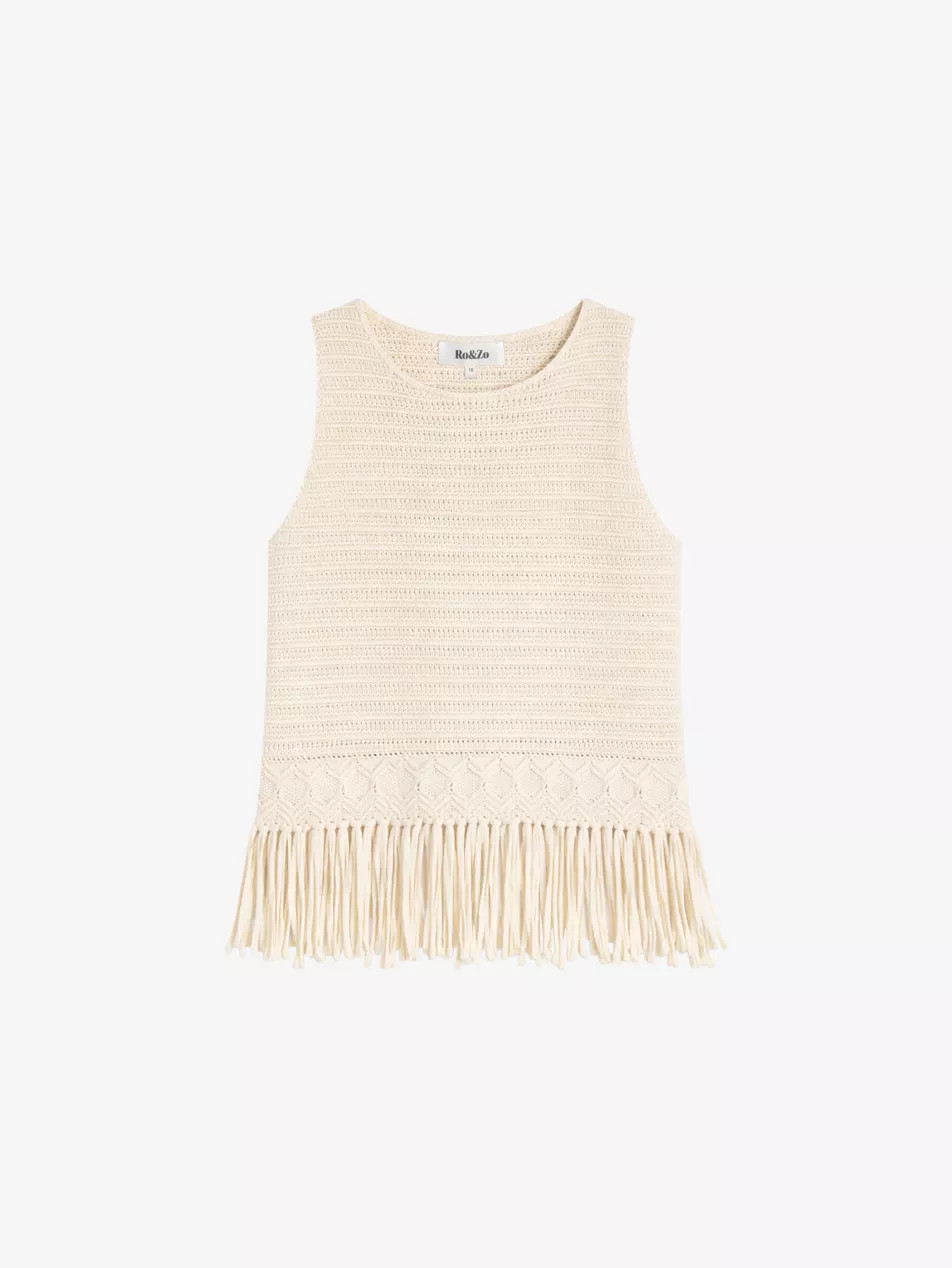 Sleeveless Fringed-Hem Cotton Top | Selfridges
