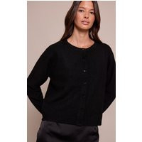 Black Round Neck Knit Cardigan Sweater | PrettyLittleThing US