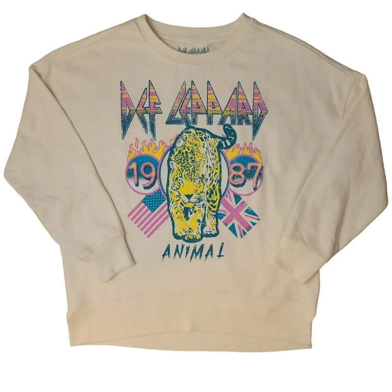 Licensed Soft Fleece Crewneck Graphic Band Sweatshirt Almond Color Cotton Blend, (Women’s) | Walmart (US)