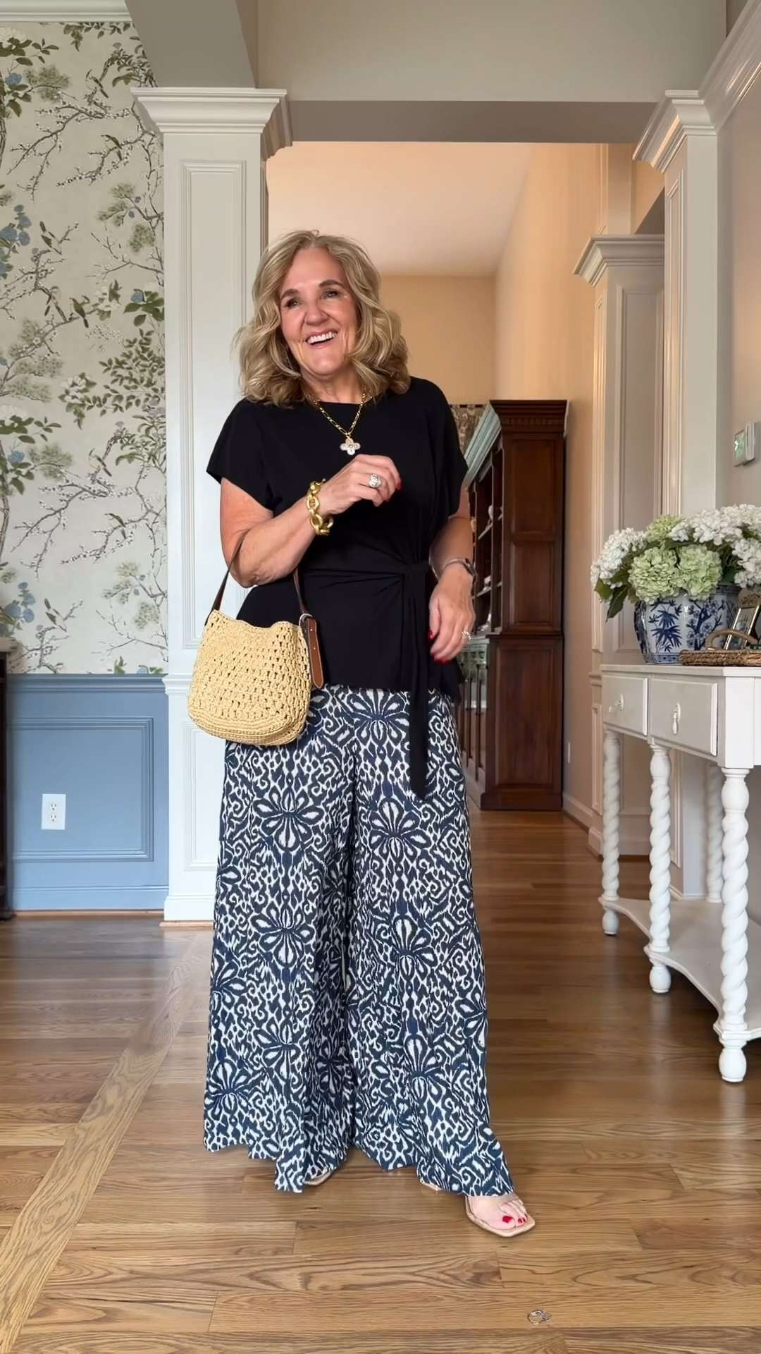A simple black tee paired with flowy printed wide-leg pants is one of my favorite summer combinations 🫶🏻

#LTKootd #LTKSeasonal #LTKSaleAlert