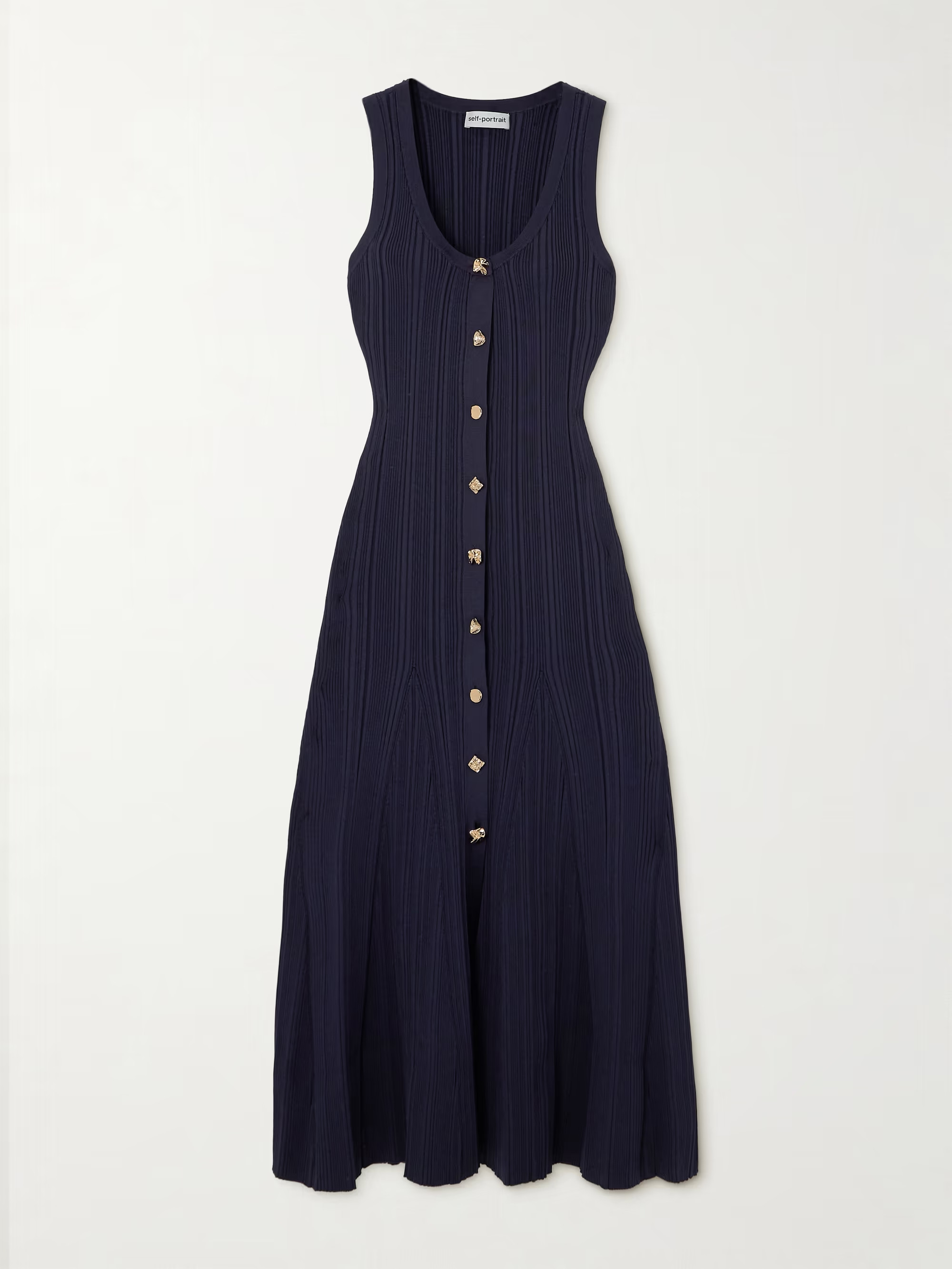 Button-embellished ribbed-knit midi dress | NET-A-PORTER (UK & EU)