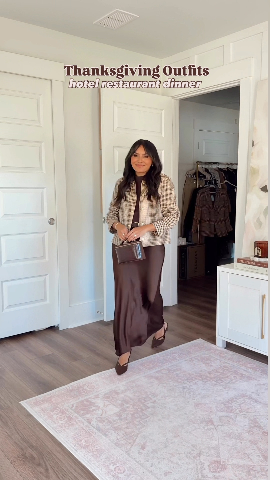 Thanksgiving Fall Outfit Ideas! 
For reference: I’m 5’0, 32b bra size, and 2/26 in bottoms, pear shaped. 
*Everything I share is unaltered! TTS means true to size.

Suede blazer size xxs TTS  - use code RACHEL15
Brown cocoa berry sweater size xxs TTS
Brown iced espresso legging pants size 2 petite TTS
Chocolate brown knee high waterproof boots size 6 TTS


Plaid field jacket size xs petite TTS
Brown cocoa berry sweater size xxs TTS
Brown hot fudge size xs TTS
Brown heels size 5 TTS
Dark brown belt 27” - 31”

Warm sand heather sweater size xxs petite TTS
Brown floral skirt size small TTS
Medium brown boots size 5.5 TTS


Green plaid blazer size 0 petite TTS
Evergreen sweater dress size xs regular - i wanted this dress to be a maxi length so i went with regular sizing instead of petite 
Brown heels size 5 TTS

Brown mocha heather ribbed cashmere sweater dress size xs TTS
Wrap is one size 
Brown boots size 5.5 TTS


Deep brown sherpa jacket size small TTS
Camel sweater size xs TTS
Brown deep earth leggings size medium regular - i like the regular length vs short and i size up a size for a more comfortable waistband
Platform uggs size 5 TTS



Thanksgiving outfits petite
fall outfit ideas
thanksgiving outfit ideas
petite fall outfits
cozy fall outfits
holiday outfit ideas
fall capsule wardrobe
petite fashion finds
thanksgiving dinner outfit
casual thanksgiving outfits
fall outfits for petites

petite style guide
fall outfit inspo
petite thanksgiving style
what to wear for thanksgiving
petite friendly pieces
Rachel Miranda Blog
Honeysweetpetite
Honey Sweet Petite


#LTKSaleAlert #LTKPetite #LTKStyleTip